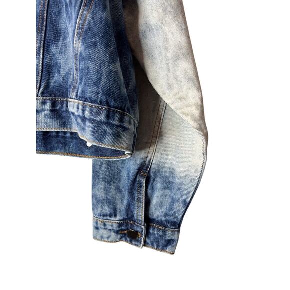 Fashion Nova Nonstop Denim Jacket Acid Wash Size 1X Ombré Cropped Long Sleeve - Picture 6 of 15